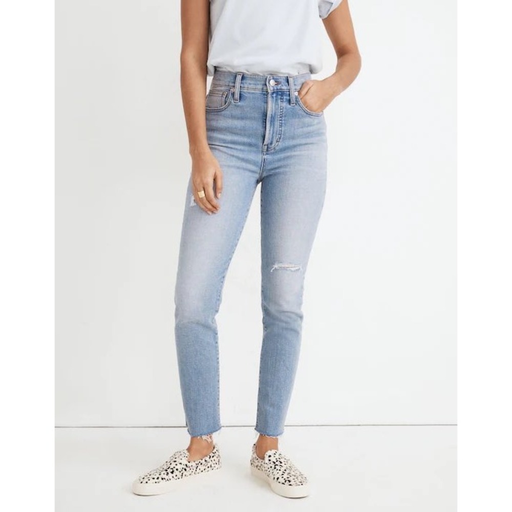 Madewell Jeans Tall Perfect Vintage Light Wash Distressed Raw Hem 27T 27 Tall